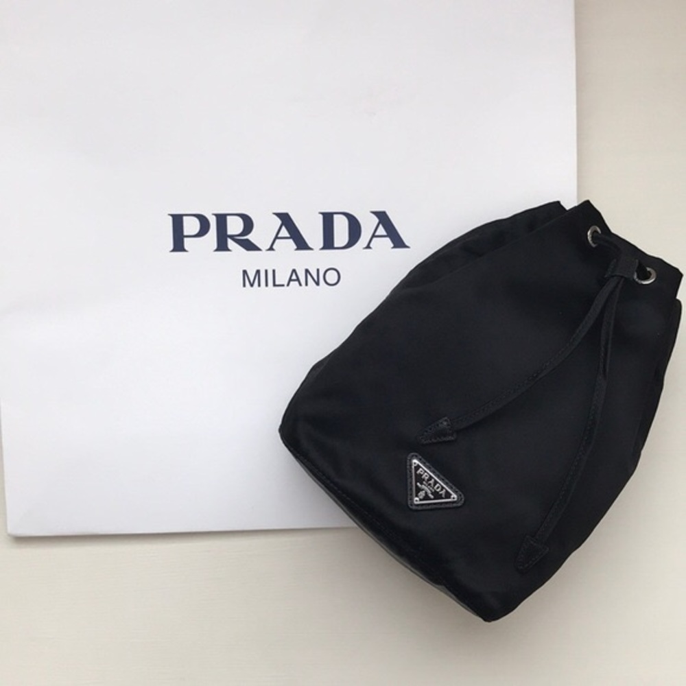 Authentic Prada Vela black drawstring pouch